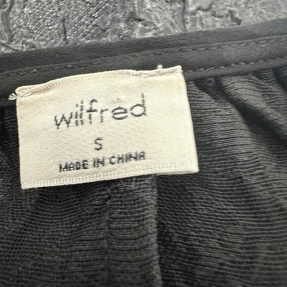 Wilfred Black Textured Top Women Small Peplum Blouse Jacquard Deep V Neck - Picture 10 of 13